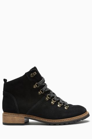 Leather Lace Up Hiker Ankle Boots